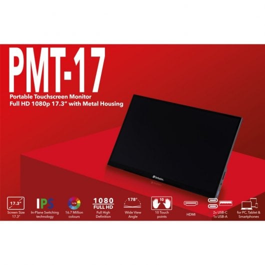 Verbatim PMT-17 17.3" IPS FullHD FreeSync Táctil