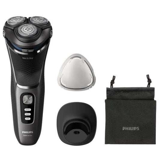 Máquina de Barbear Facial Philips Shaver 3000 Series S3343/13 Recarregável 60min Seco e Molhado 3 Cabeças Flexíveis Carga Rápida