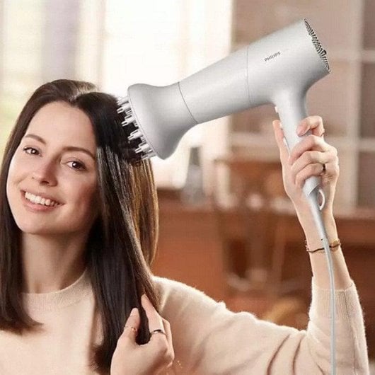 Phon Ionico Professionale Philips 5000 Series BHD501/20 2100W 3 Temperature 2 Velocità con Diffusore Bianco