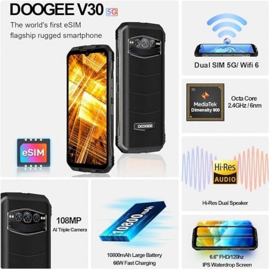 Doogee V30 5G 2023 8/256GB Naranja Libre