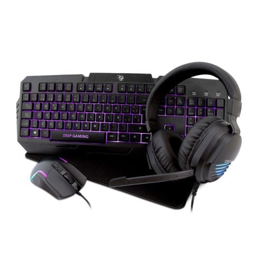 Deep Gaming X-wing 2 Combo Gaming 4 in 1 Cuffie LED + Tastiera + Mouse RGB + Tappetino per mouse