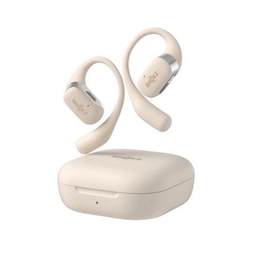 Auricolari Shokz OpenFit wireless Bluetooth Open-Ear IP54 con microfono beige