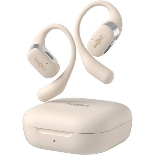 Auricolari Shokz OpenFit wireless Bluetooth Open-Ear IP54 con microfono beige