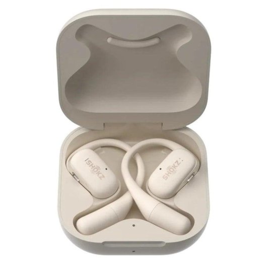 Auricolari Shokz OpenFit wireless Bluetooth Open-Ear IP54 con microfono beige