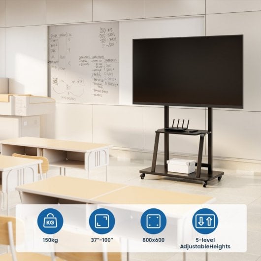 Ewent EW1544 Bodenständer für 37-100-Zoll-Fernseher, VESA 200 x 200/800 x 800, Schwarz