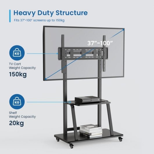 Ewent EW1544 Bodenständer für 37-100-Zoll-Fernseher, VESA 200 x 200/800 x 800, Schwarz