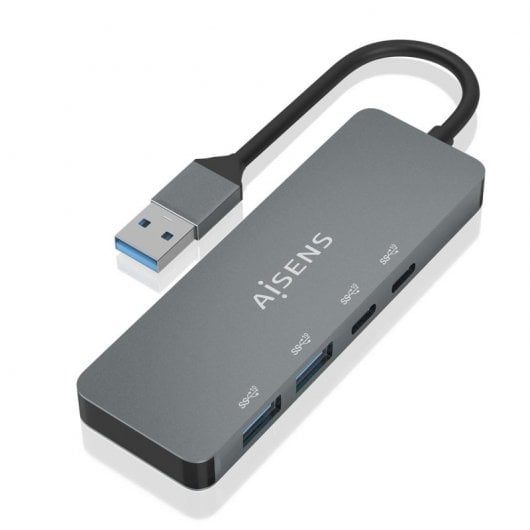 AISENS A106-0696 hub di interfaccia USB 3.2 Gen 2 (3.1 Gen 2) Type-A 10000 Mbit/s Grigio