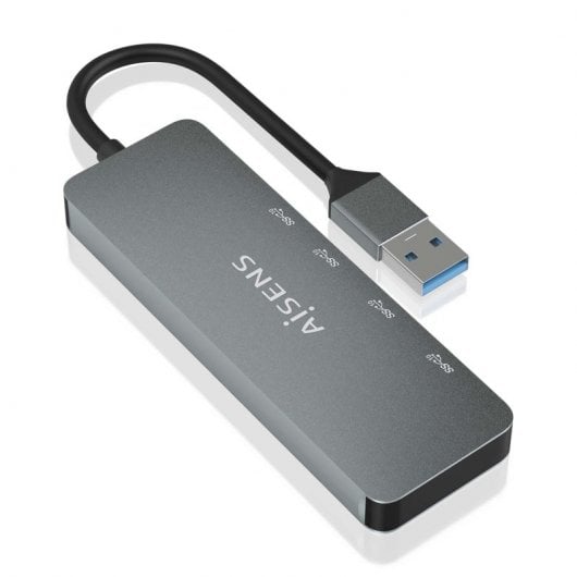 Aisens HUB USB 3.2 Gen2 10G USB-A a USB-A/M + 2xUSB-C/H + 2xUSB-A/H 15cm Gris