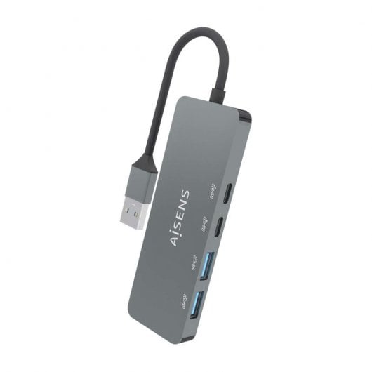 Aisens HUB USB 3.2 Gen2 10G USB-A a USB-A/M + 2xUSB-C/H + 2xUSB-A/H 15cm Gris