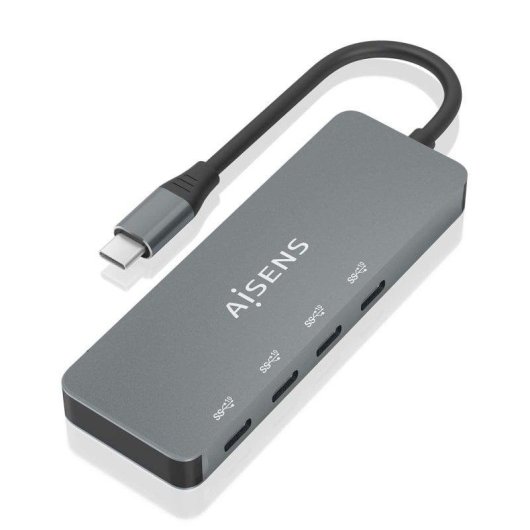 Hub USB Aisens 3.2 Gen2 10G 4 Ports USB-C 15cm Gris