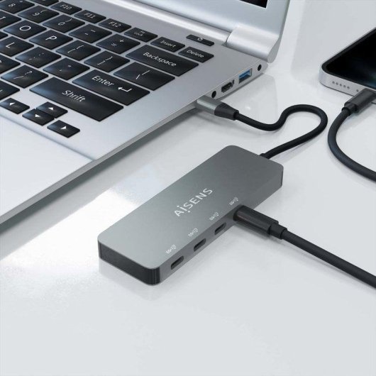 Hub USB Aisens 3.2 Gen2 10G 4 Ports USB-C 15cm Gris