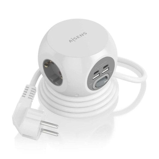 Steckdosenleiste Aisens ASPS-2A2C04-W 3 Steckplätze 2 USB-A 2 USB-C Schalter Kinderschutz