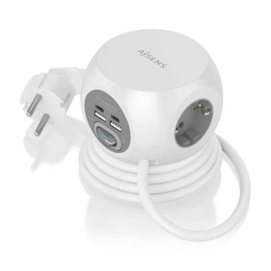 Steckdosenleiste Aisens ASPS-2A2C04-W 3 Steckplätze 2 USB-A 2 USB-C Schalter Kinderschutz