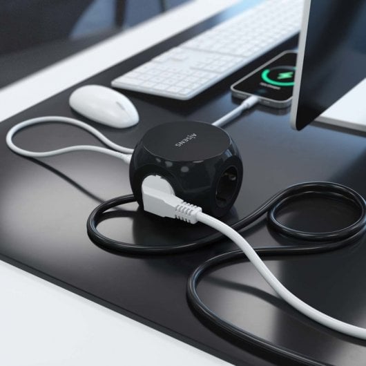 Aisens Regleta Sobremesa Multifuncion con 3 Tomas + 2xUSB-C/2xUSB-A 1.4m Negra