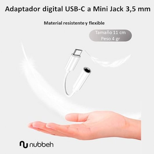 Nubbeh Soul Adaptador USB-C a Jack 3.5mm Blanco