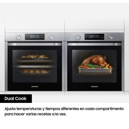 Horno Multifunción Samsung Dual Cook NV7B4450VAS/U3 76L 60cm Pirolítico A+ Vapor WiFi Acero Inoxidable