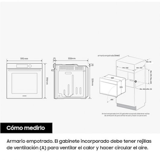 Samsung NV7B4450VAS/U3 four 76 L 1200 W A+ Acier inoxydable
