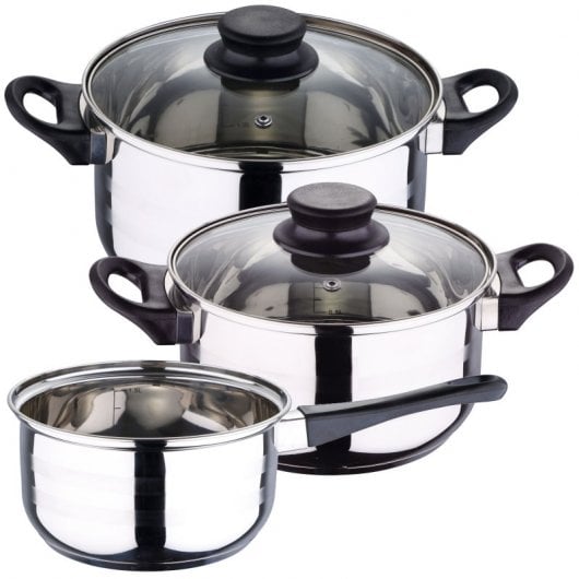 Well Home Batería de Cocina 5 Piezas + Set 3 Sartenes de Aluminio Prensado 16/20/24cm