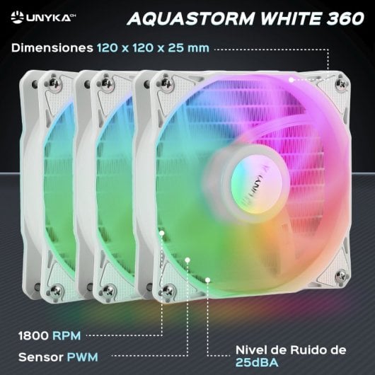 UNYKAch AquaStorm 360 RGB AIO Kit de Refrigeración Líquida Blanca
