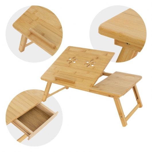 Ml-Design Soporte para Ordenador Portátil Para Cama Bambú