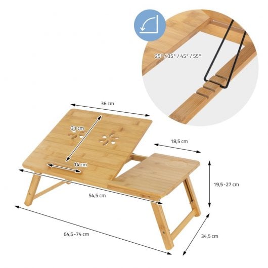 Ml-Design Soporte para Ordenador Portátil Para Cama Bambú