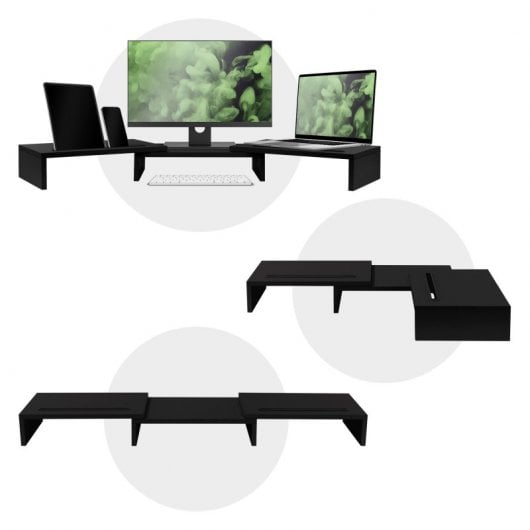 Ml-Design Soporte para Monitor Doble 110x27x10,5cm Negro