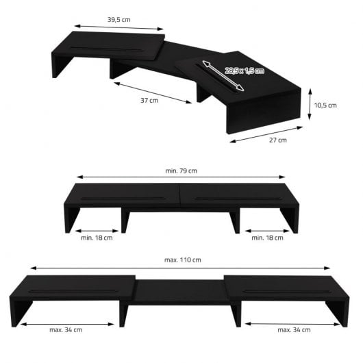Ml-Design Soporte para Monitor Doble 110x27x10,5cm Negro