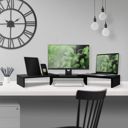 Ml-Design Soporte para Monitor Doble 110x27x10,5cm Negro