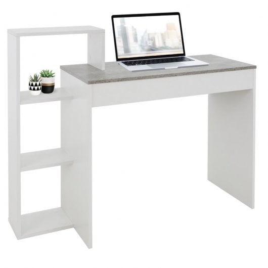 ML-Desing Escritorio con Estantes Mesa De Trabajo 110x72x40cm Blanco/Gris