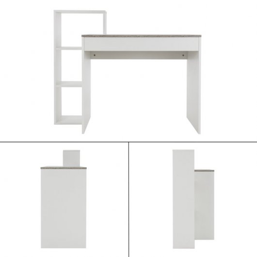 ML-Desing Escritorio con Estantes Mesa De Trabajo 110x72x40cm Blanco/Gris