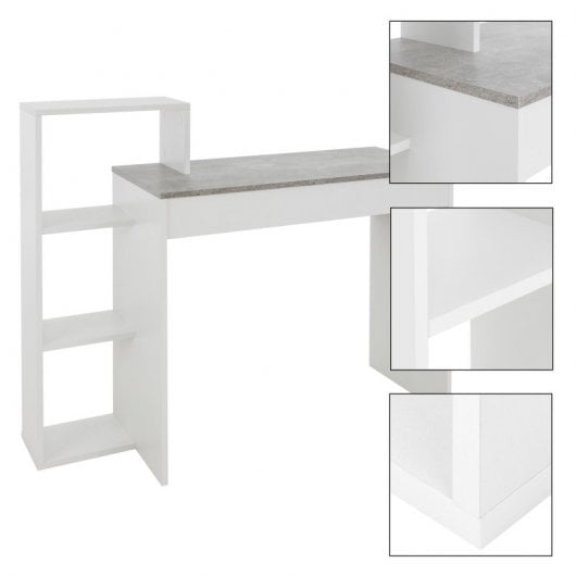 ML-Desing Escritorio con Estantes Mesa De Trabajo 110x72x40cm Blanco/Gris