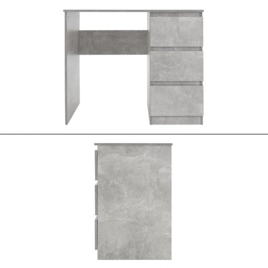 ML-Design Escritorio Con 3 Cajones 90x76x50cm Gris