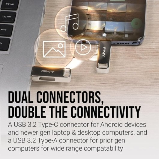 PNY DUO LINK unità flash USB 128 GB USB Type-A / USB Type-C 3.2 Gen 1 (3.1 Gen 1) Stainless steel