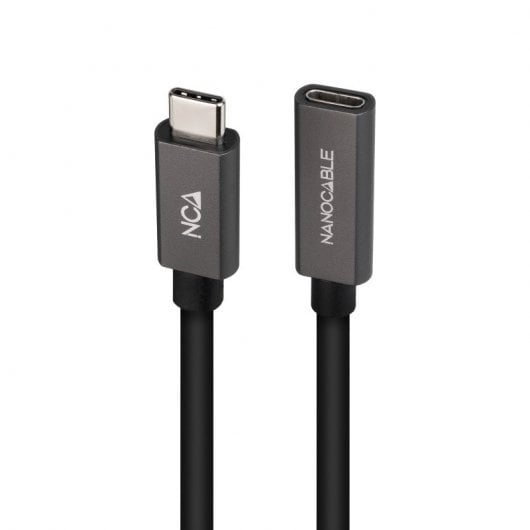 Nanocable Cable Prolongador USB-C 3.2 Gen2x2 Macho/Hembra 20Gbps 3A 4K/60Hz 2m Negro