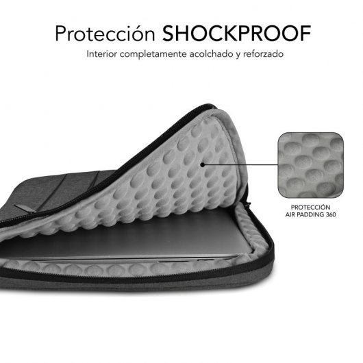 Subblim Funda Air Padding 360 Sleeve Dark Grey para Portátil hasta 15,6"