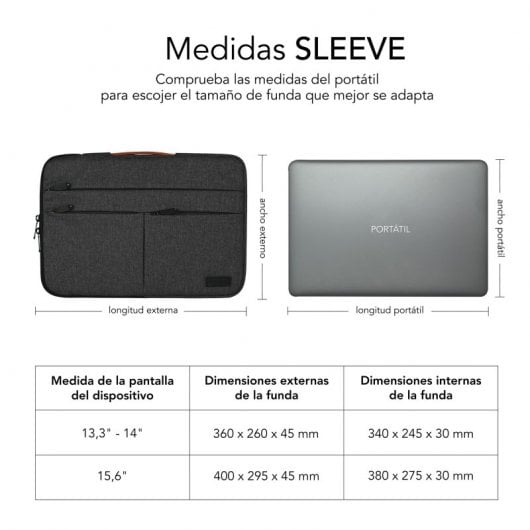 Subblim Funda Air Padding 360 Sleeve Dark Grey para Portátil hasta 15,6"