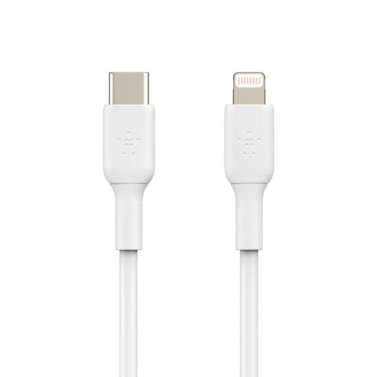 Cabo USB-C Belkin CAA003BT2MWH Lightning 1m Branco Silicone Flexível