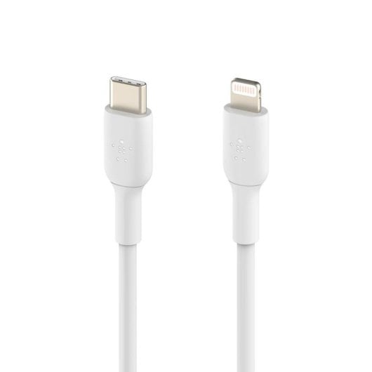 Cabo USB-C Belkin CAA003BT2MWH Lightning 1m Branco Silicone Flexível