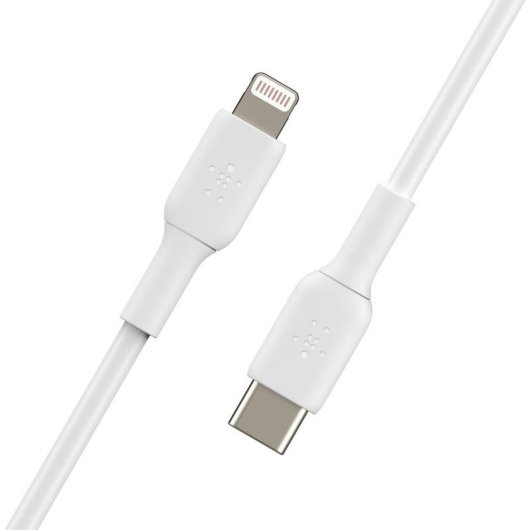 Cabo USB-C Belkin CAA003BT2MWH Lightning 1m Branco Silicone Flexível
