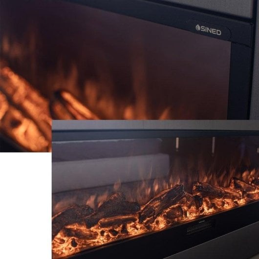 Cheminée Électrique Sined Caminetto Ispica 1500W Murale Télécommande Programmateur