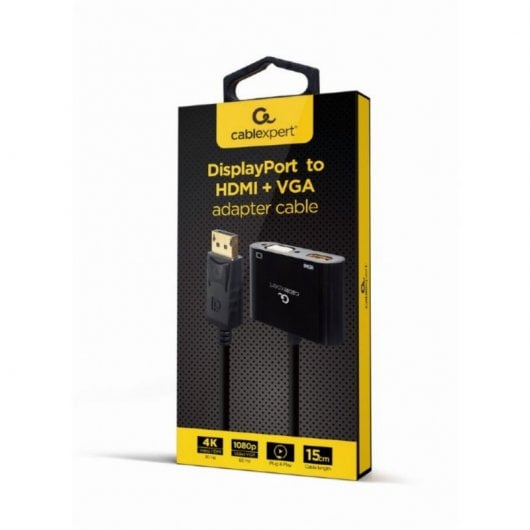 Gembird DisplayPort Macho para HDMI Fêmea + VGA Fêmea Preto