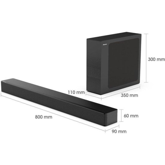 Barra de Som Hisense HS2100 2.1 240W Bluetooth HDMI Subwoofer Dolby Digital