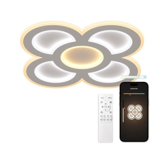 Plafon Ksix Barcelona Smartled, CCT, 40 cm, 11.387 Lm, 90 W, Tuya Smart App com assistentes de voz branco
