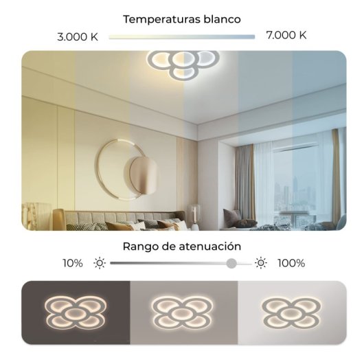 Plafon Ksix Barcelona Smartled, CCT, 40 cm, 11.387 Lm, 90 W, Tuya Smart App com assistentes de voz branco
