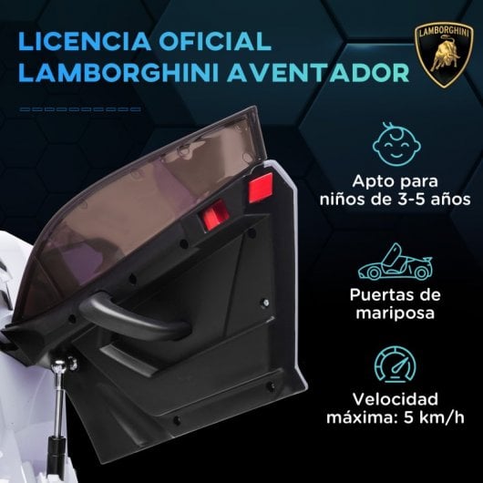 Carro elétrico Homcom Lamborghini para crianças com luzes MP3 brancas