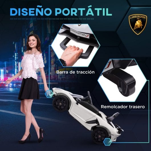 Carro elétrico Homcom Lamborghini para crianças com luzes MP3 brancas