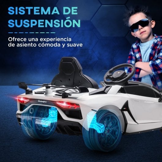 Carro elétrico Homcom Lamborghini para crianças com luzes MP3 brancas