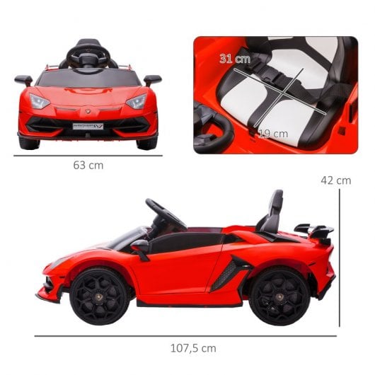 Homcom Coche Eléctrico Lamborghini Para Niños Con Mp3 Luces Rojo