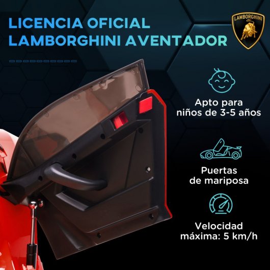 Homcom Coche Eléctrico Lamborghini Para Niños Con Mp3 Luces Rojo