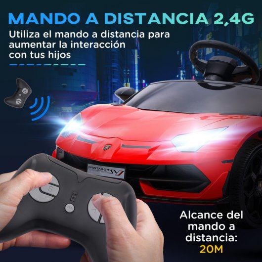 Homcom Coche Eléctrico Lamborghini Para Niños Con Mp3 Luces Rojo